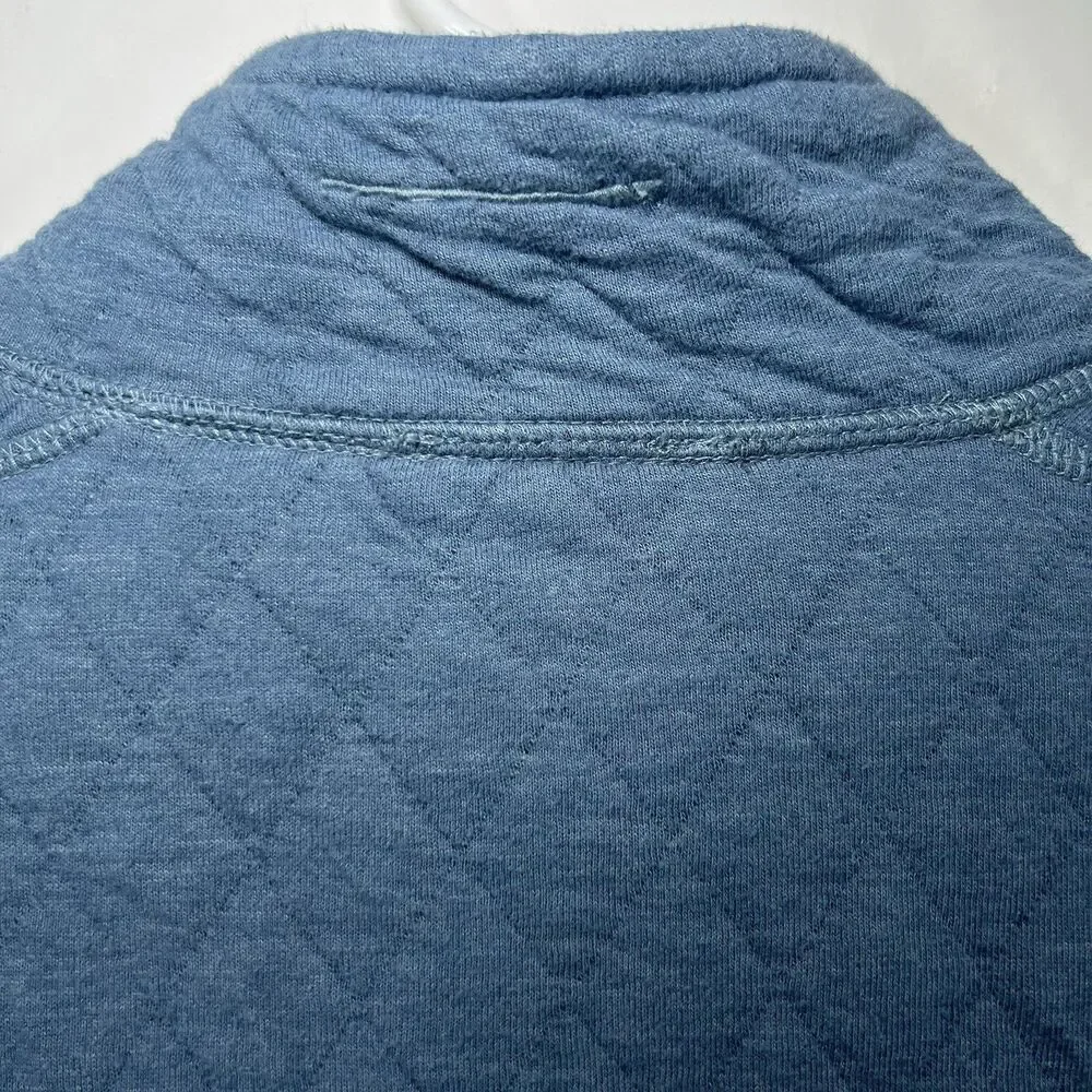 J.Crew Quilted 1/4 Zip Pullover Sweater Mens Size Medium Blue Zipper Pockets